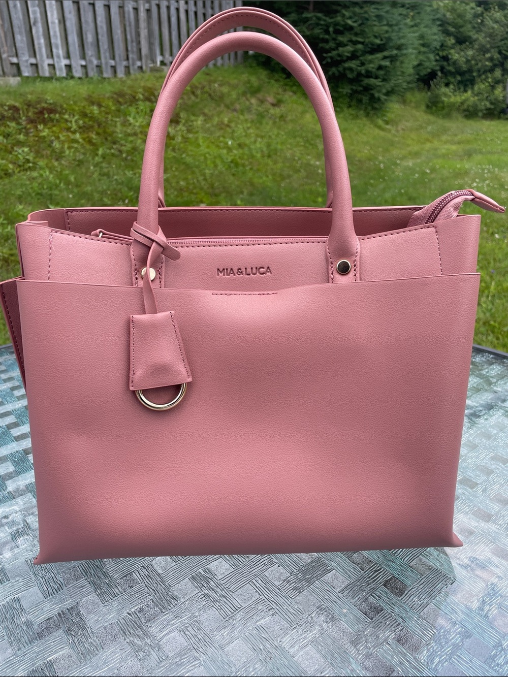 Mia&Luca “A Day at the Office” light pink crossbody purse with handles